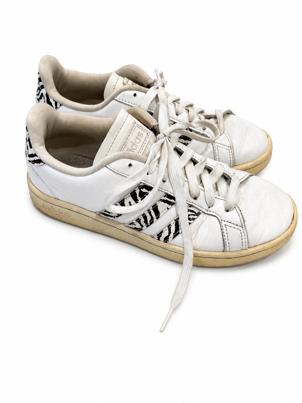 adidas Women's White Sneakers with Black Zebra Accents